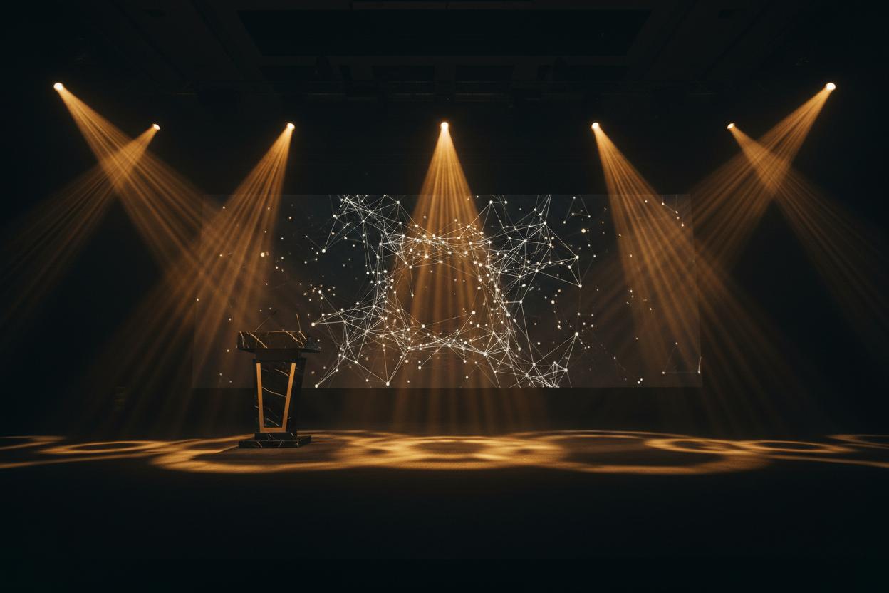 Empty Stage with AI Projection Screen